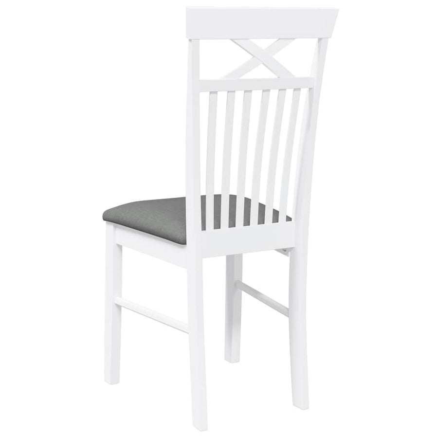 Eetkamerstoelen met kussens 2 st massief hout rubber wit