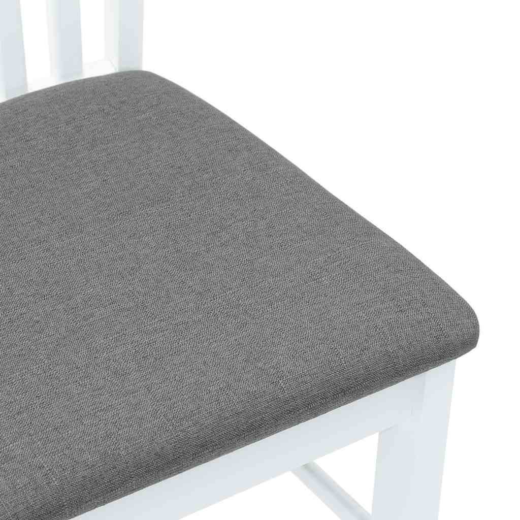 Eetkamerstoelen met kussens 2 st massief hout rubber wit