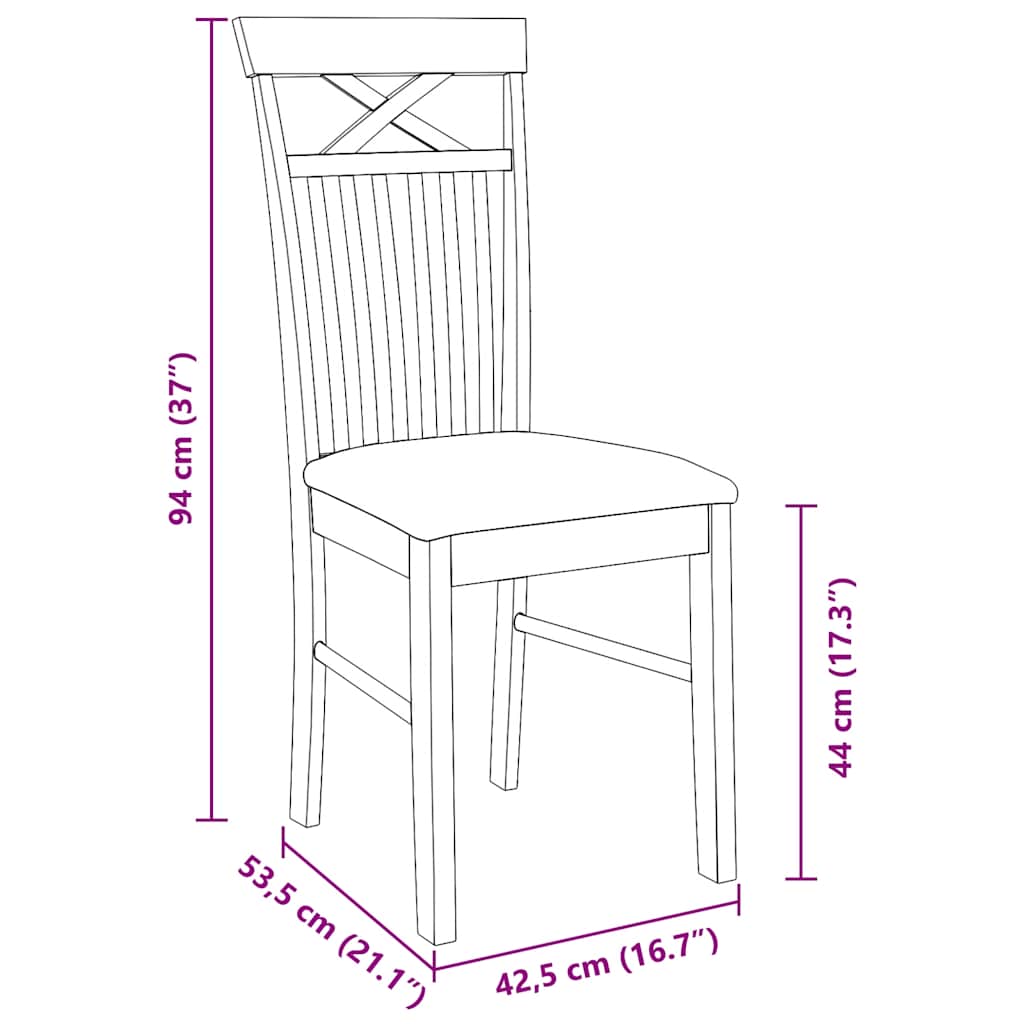 Eetkamerstoelen met kussens 2 st massief hout rubber wit