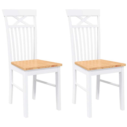 Eetkamerstoelen 2 st massief hout rubber wit