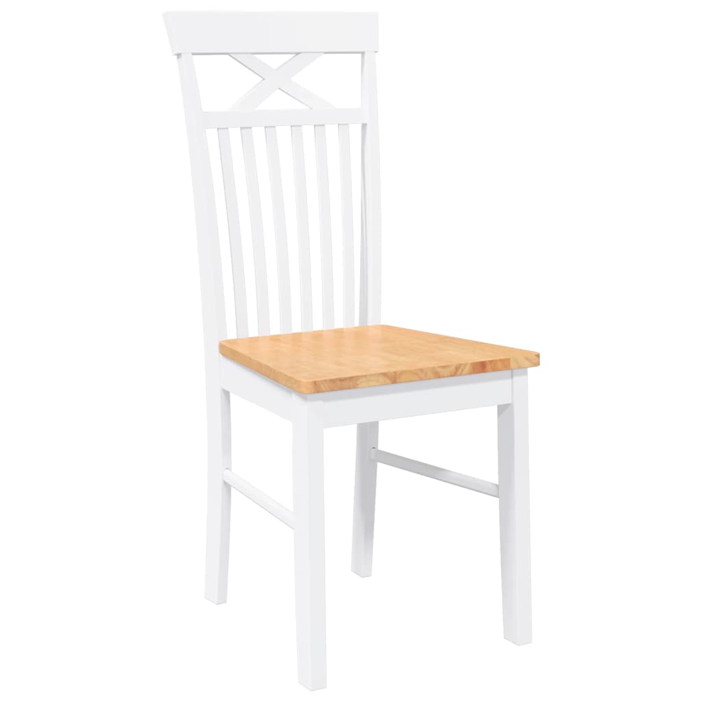 Eetkamerstoelen 2 st massief hout rubber wit