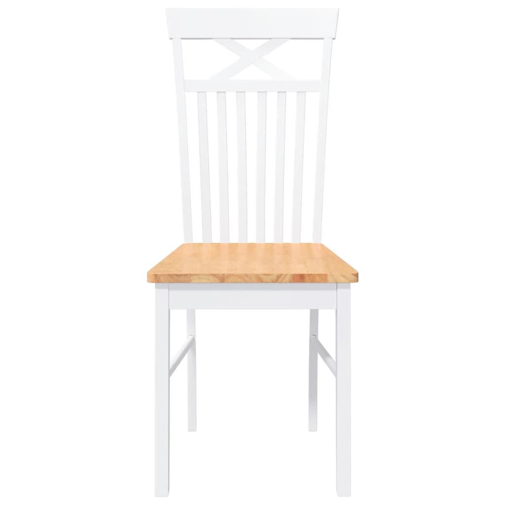 Eetkamerstoelen 2 st massief hout rubber wit