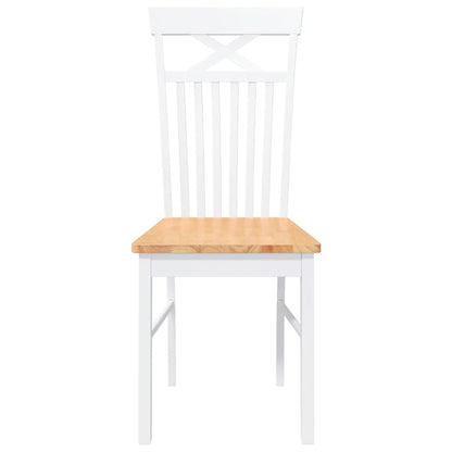 Eetkamerstoelen 2 st massief hout rubber wit