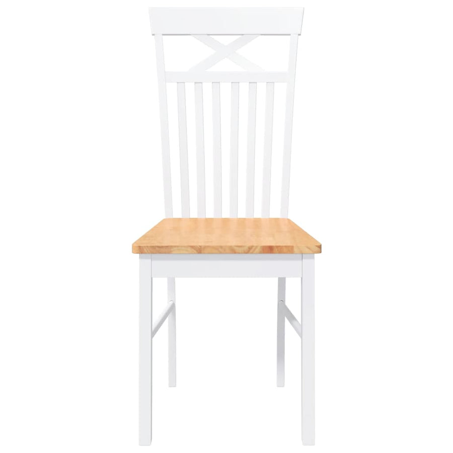 Eetkamerstoelen 2 st massief hout rubber wit