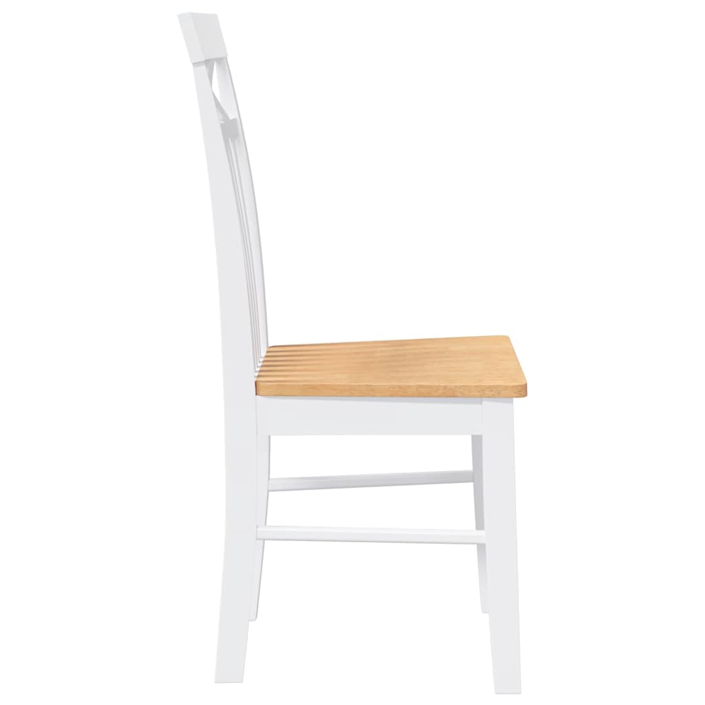 Eetkamerstoelen 2 st massief hout rubber wit