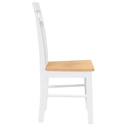 Eetkamerstoelen 2 st massief hout rubber wit