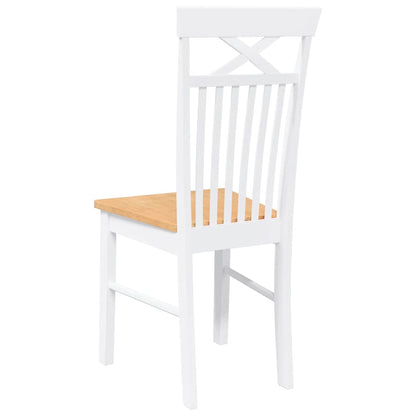 Eetkamerstoelen 2 st massief hout rubber wit