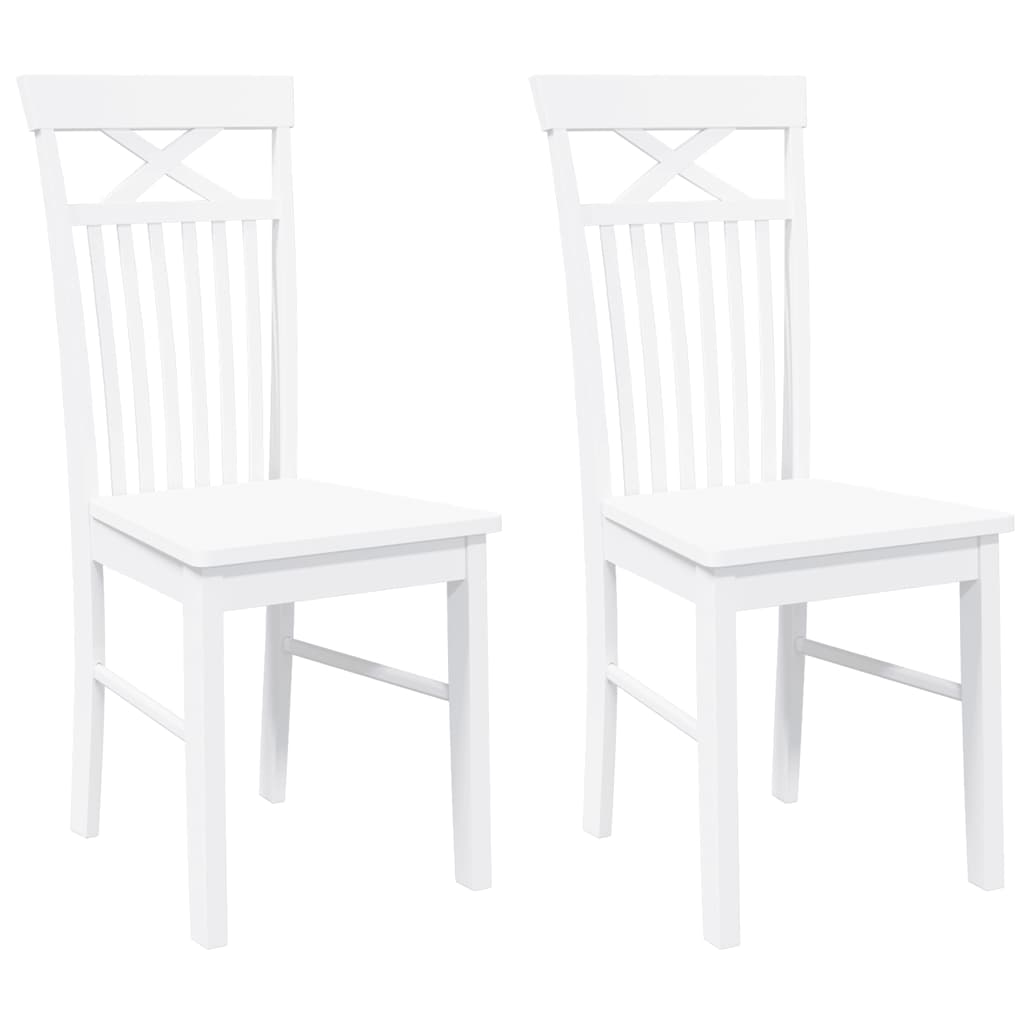 Eetkamerstoelen 2 st massief hout rubber wit
