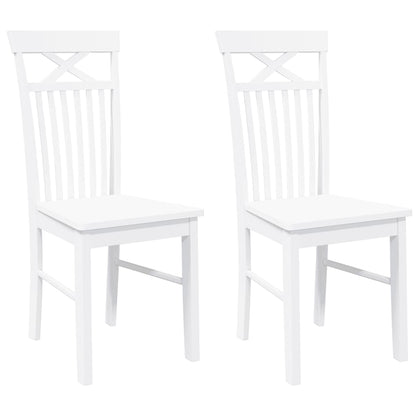Eetkamerstoelen 2 st massief hout rubber wit