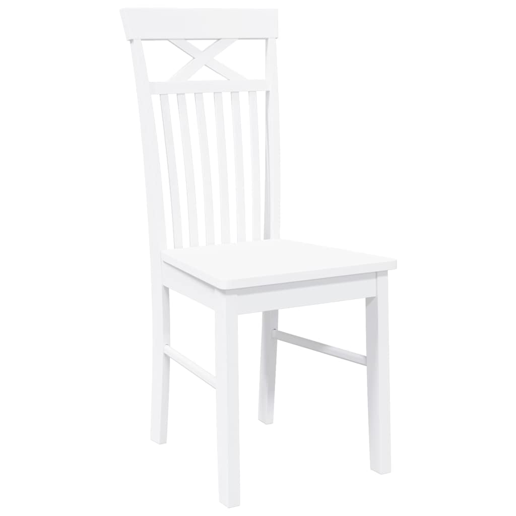 Eetkamerstoelen 2 st massief hout rubber wit
