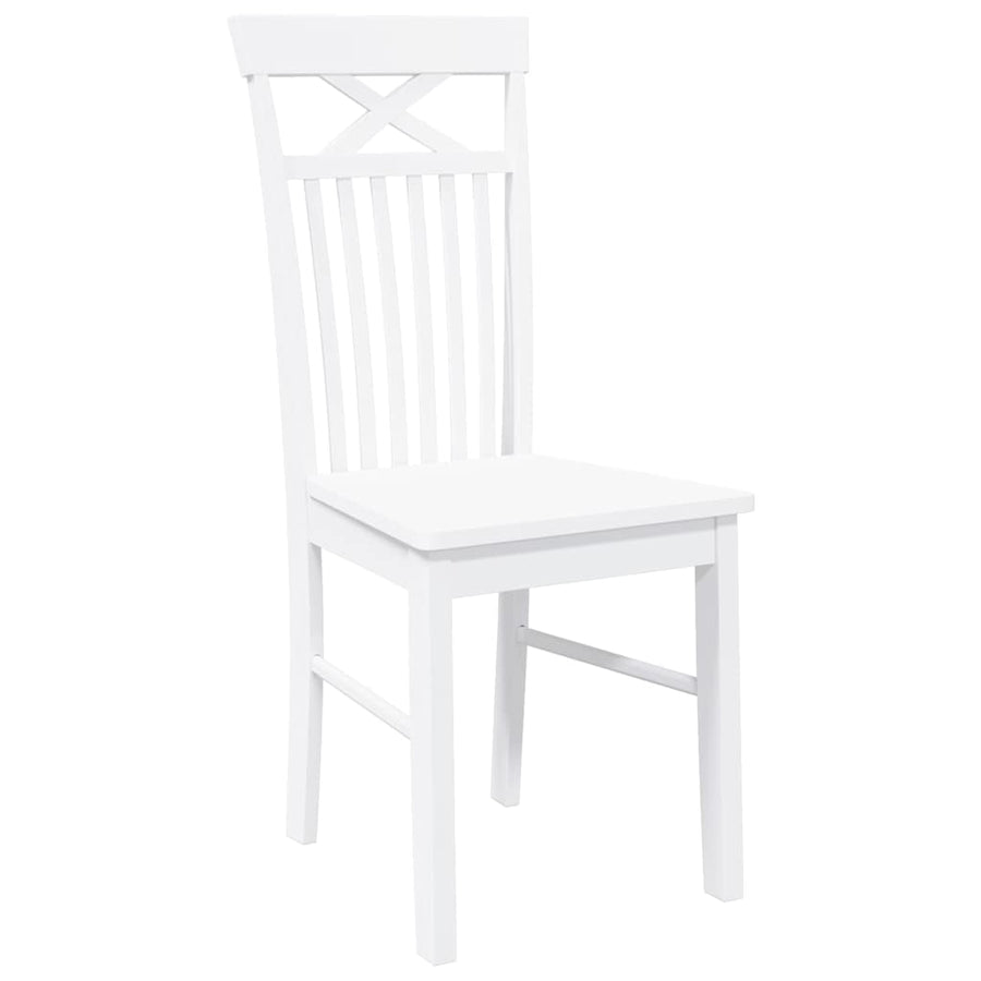 Eetkamerstoelen 2 st massief hout rubber wit