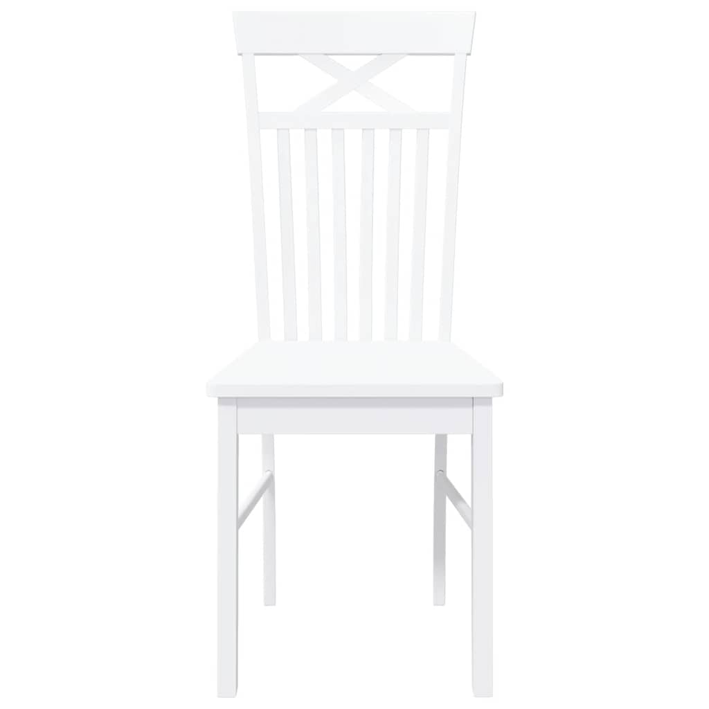 Eetkamerstoelen 2 st massief hout rubber wit