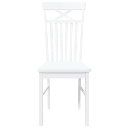 Eetkamerstoelen 2 st massief hout rubber wit