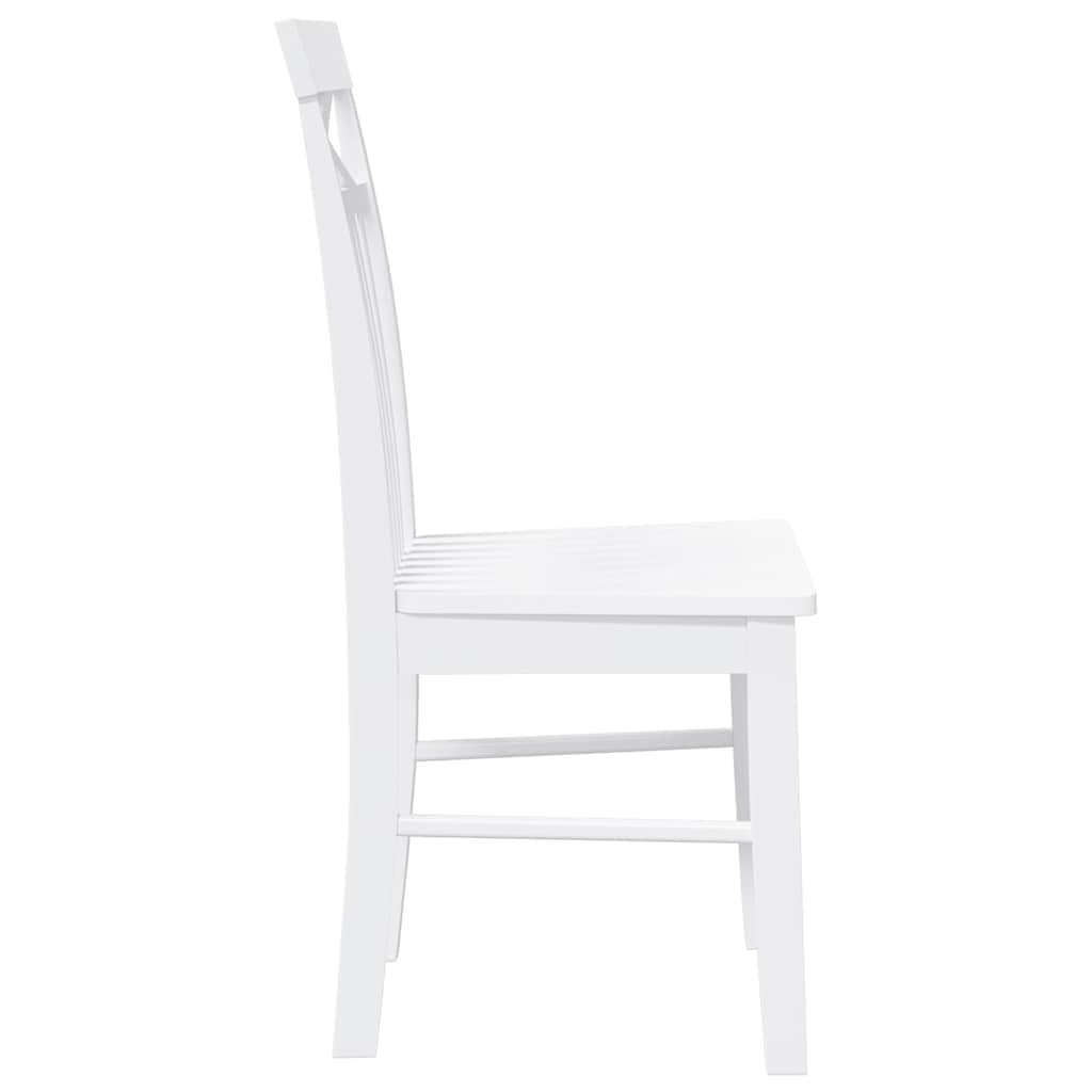 Eetkamerstoelen 2 st massief hout rubber wit