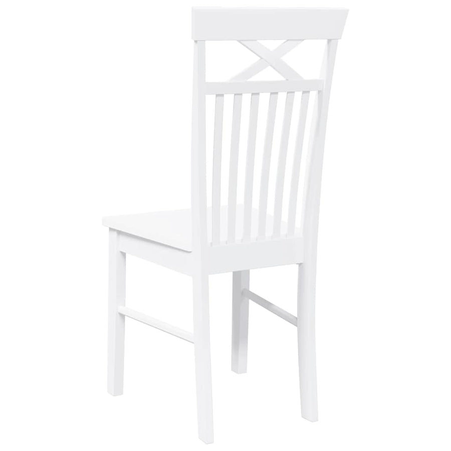Eetkamerstoelen 2 st massief hout rubber wit