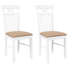 Eetkamerstoelen met kussens 2 st massief hout rubber wit