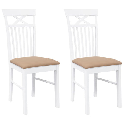 Eetkamerstoelen met kussens 2 st massief hout rubber wit
