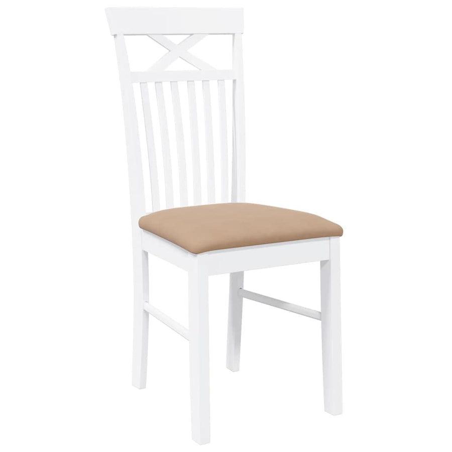 Eetkamerstoelen met kussens 2 st massief hout rubber wit