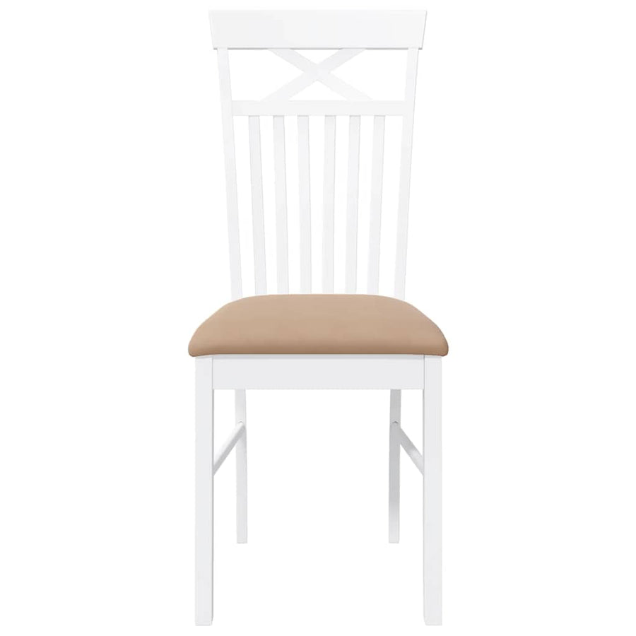 Eetkamerstoelen met kussens 2 st massief hout rubber wit