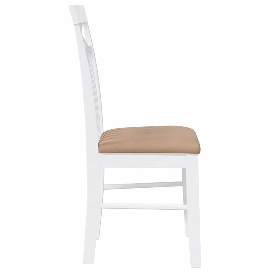 Eetkamerstoelen met kussens 2 st massief hout rubber wit