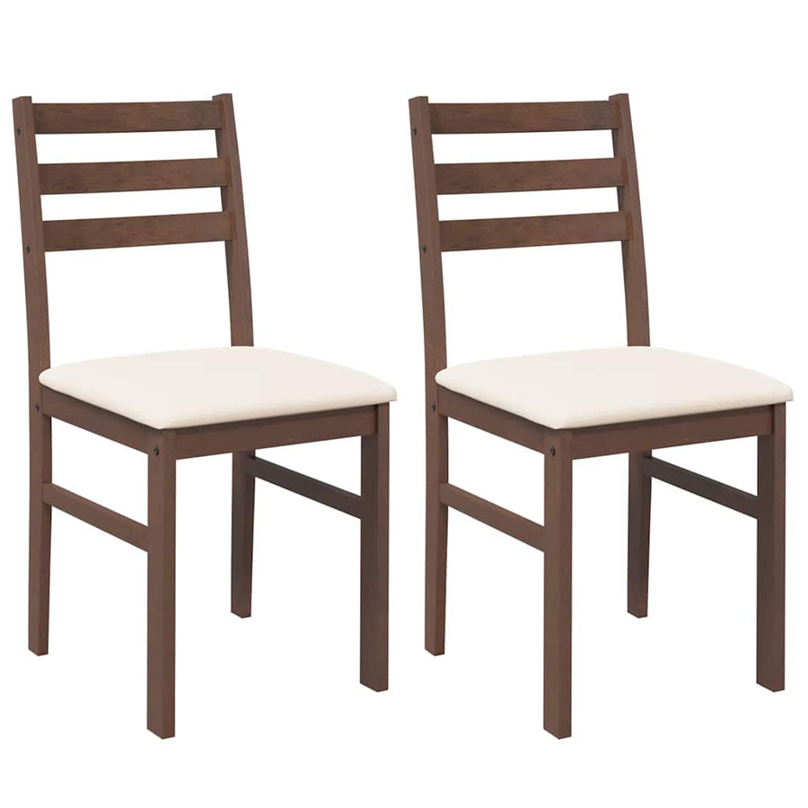 Eetkamerstoelen Met Kussens Massief Hout Rubber Bruin en licht