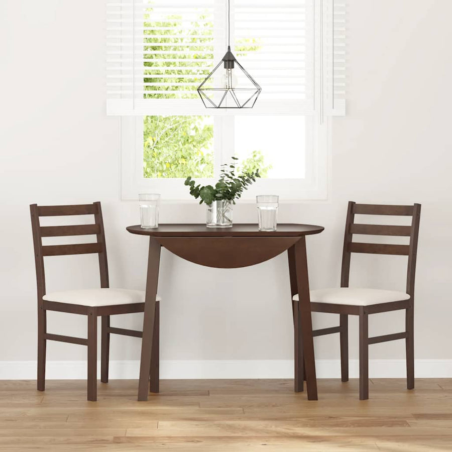 Eetkamerstoelen Met Kussens Massief Hout Rubber Bruin en licht