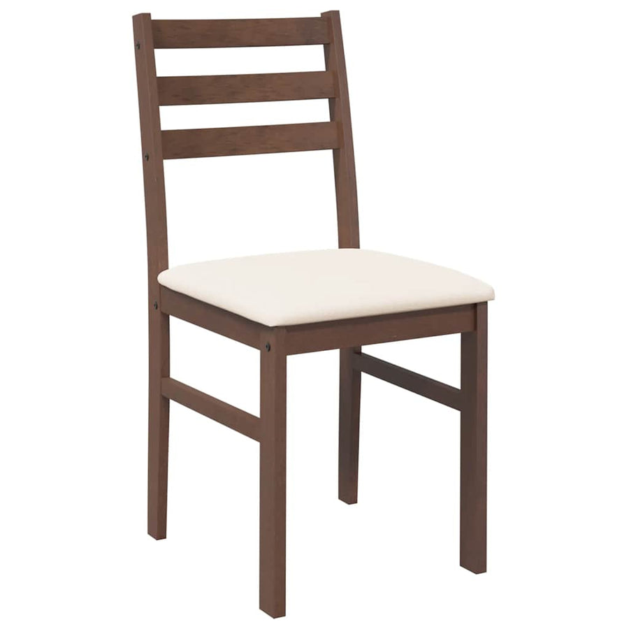 Eetkamerstoelen Met Kussens Massief Hout Rubber Bruin en licht