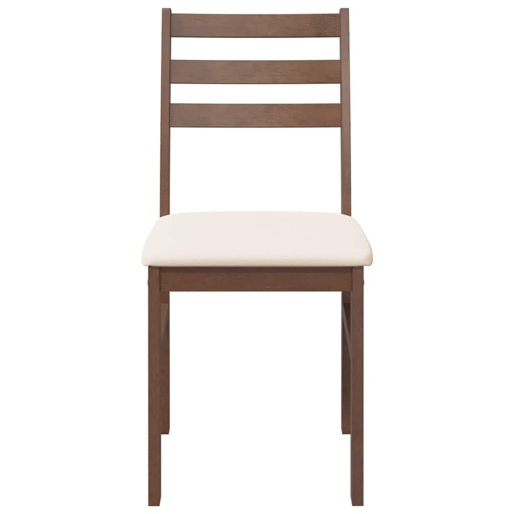 Eetkamerstoelen Met Kussens Massief Hout Rubber Bruin en licht