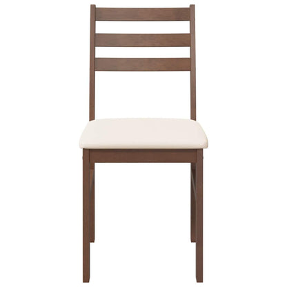 Eetkamerstoelen Met Kussens Massief Hout Rubber Bruin en licht