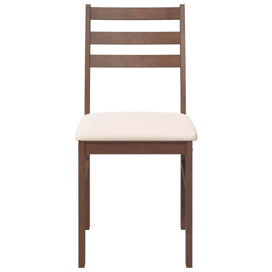 Eetkamerstoelen Met Kussens Massief Hout Rubber Bruin en licht