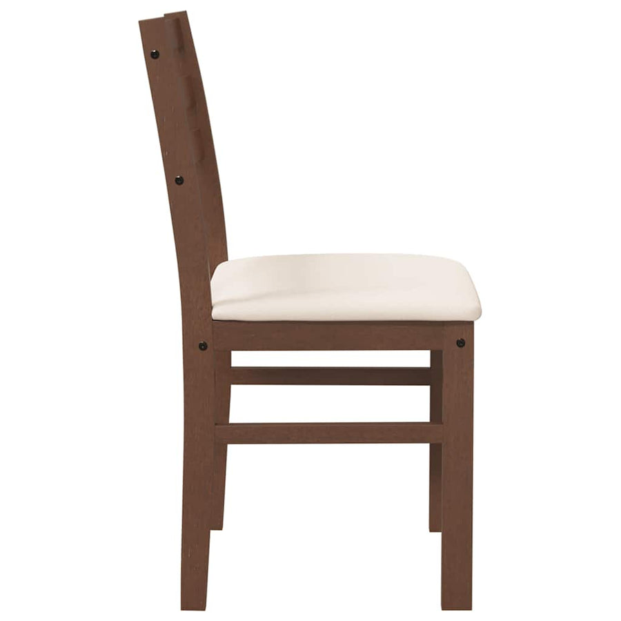 Eetkamerstoelen Met Kussens Massief Hout Rubber Bruin en licht