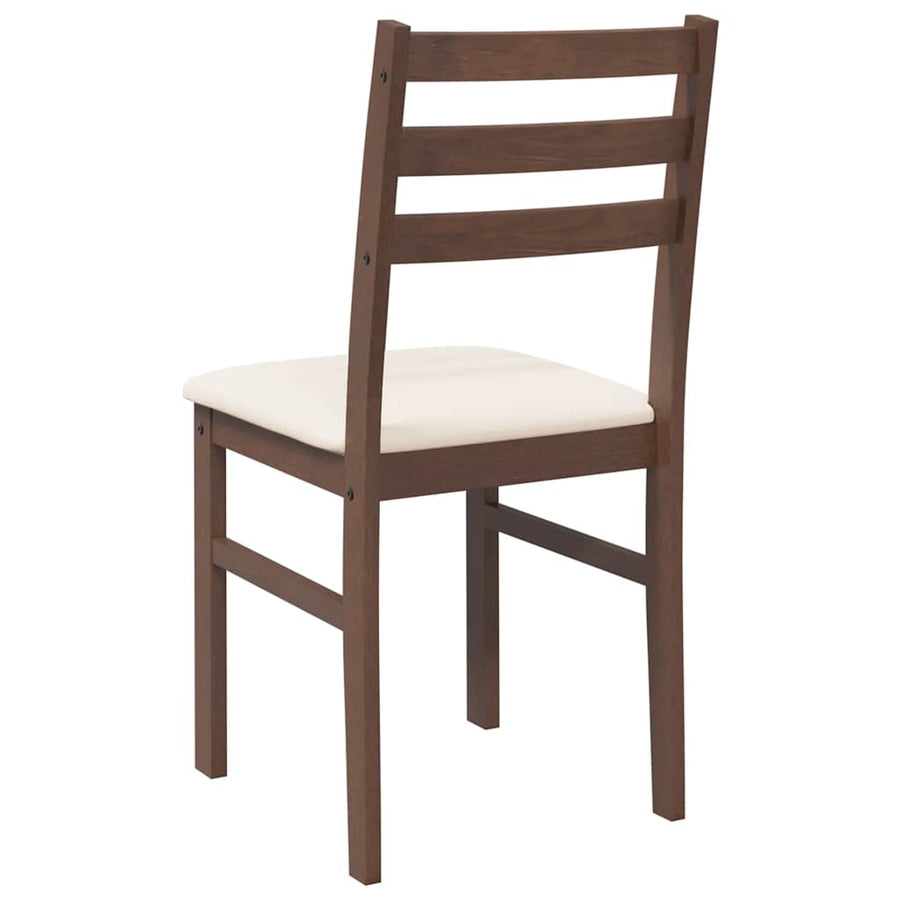Eetkamerstoelen Met Kussens Massief Hout Rubber Bruin en licht
