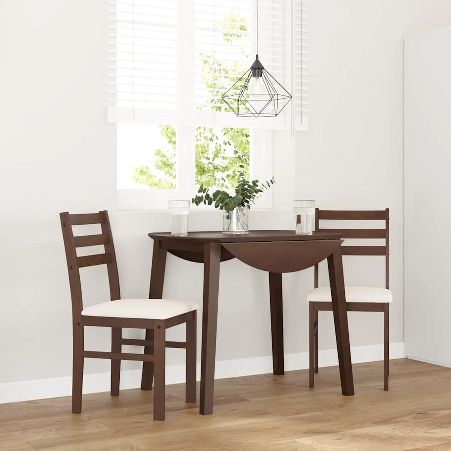 Eetkamerstoelen Met Kussens Massief Hout Rubber Bruin en licht