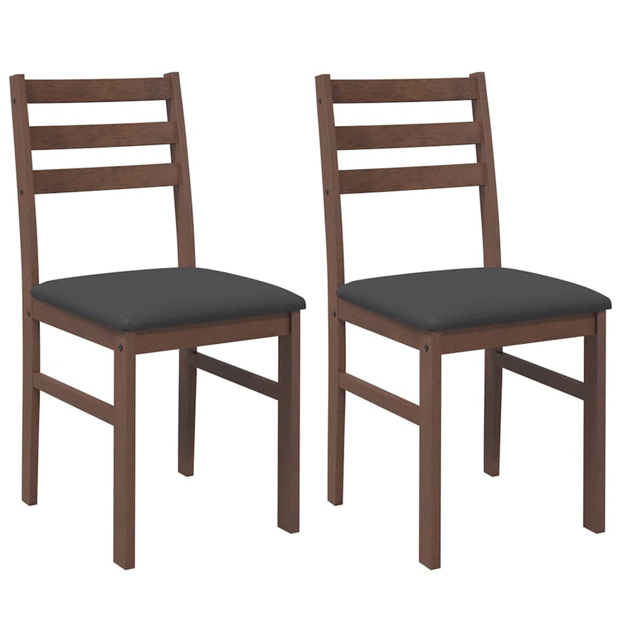Eetkamerstoelen Met Kussens Massief Hout Rubber Bruin en zwart