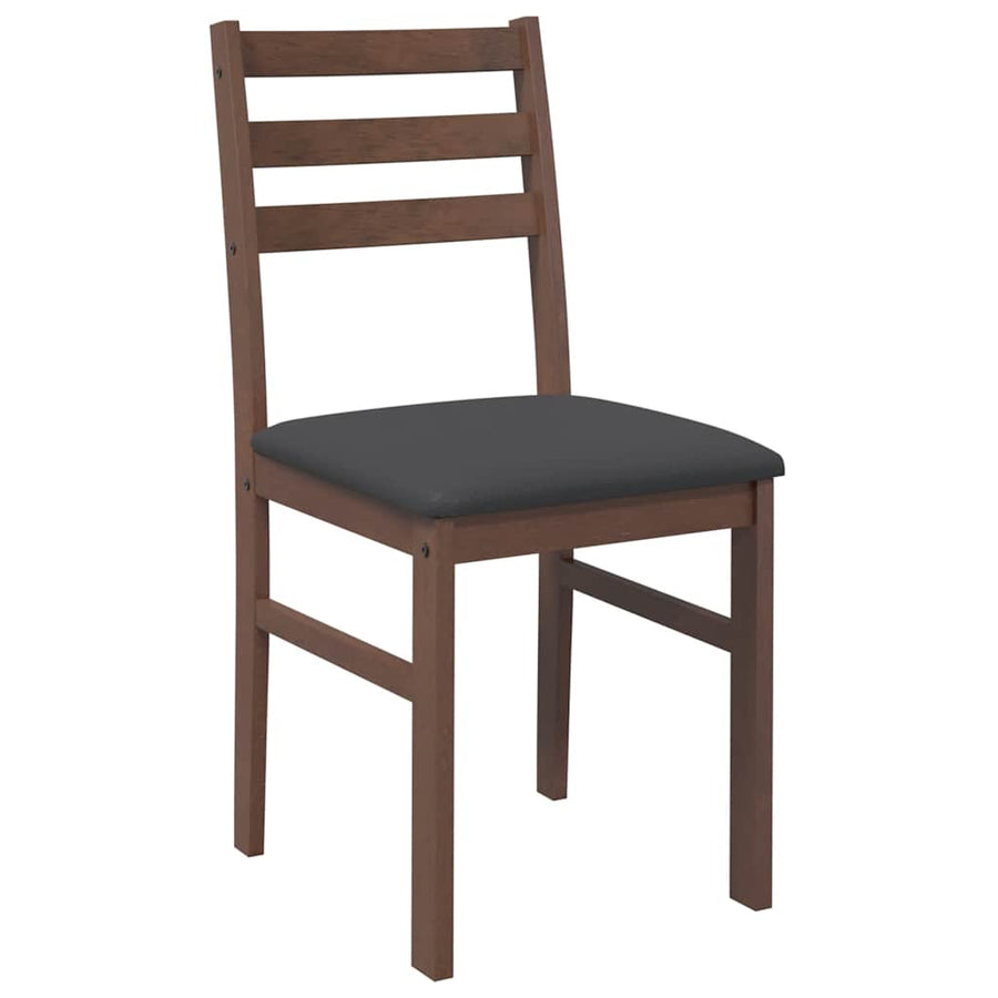 Eetkamerstoelen Met Kussens Massief Hout Rubber Bruin en zwart