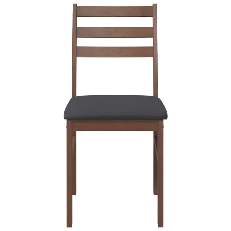 Eetkamerstoelen Met Kussens Massief Hout Rubber Bruin en zwart