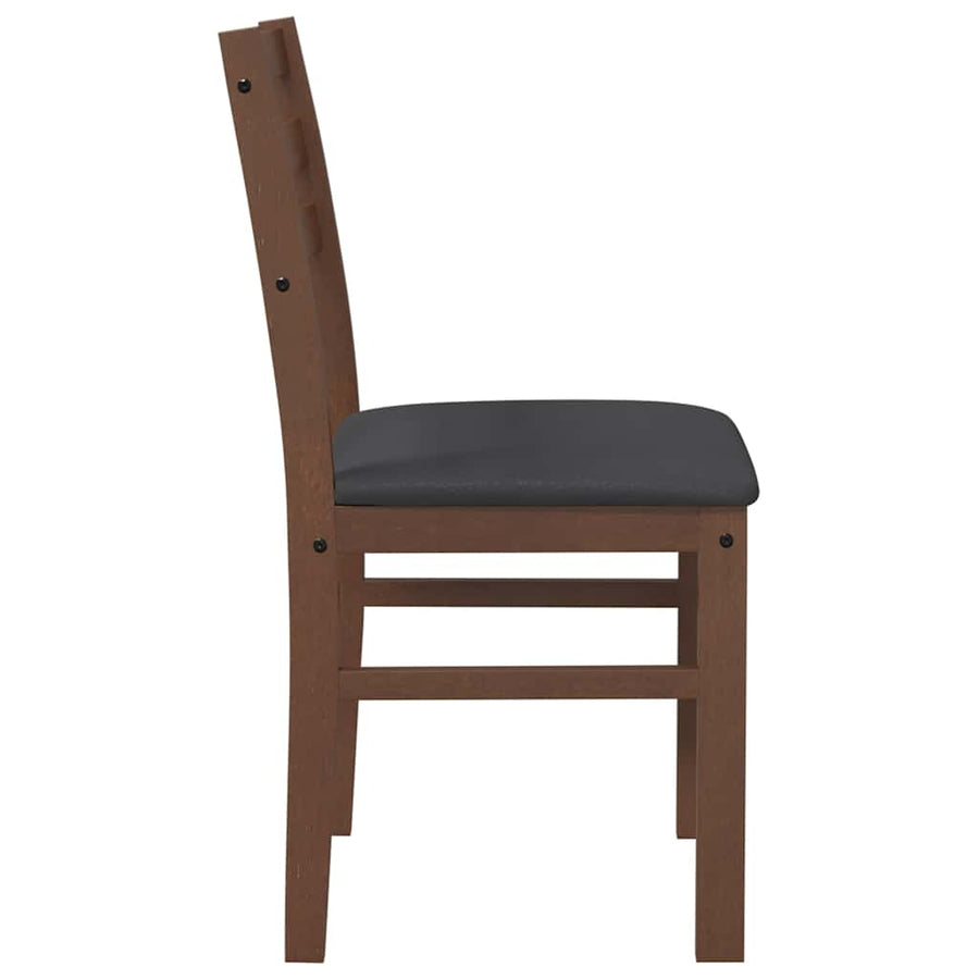 Eetkamerstoelen Met Kussens Massief Hout Rubber Bruin en zwart