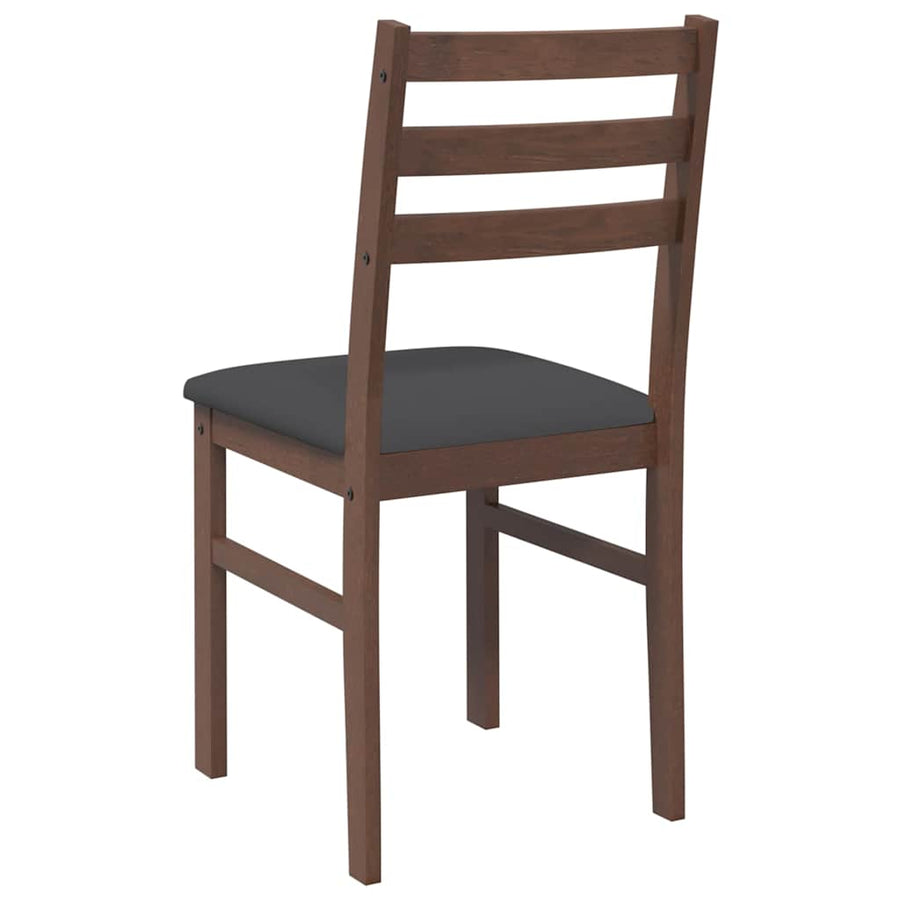 Eetkamerstoelen Met Kussens Massief Hout Rubber Bruin en zwart
