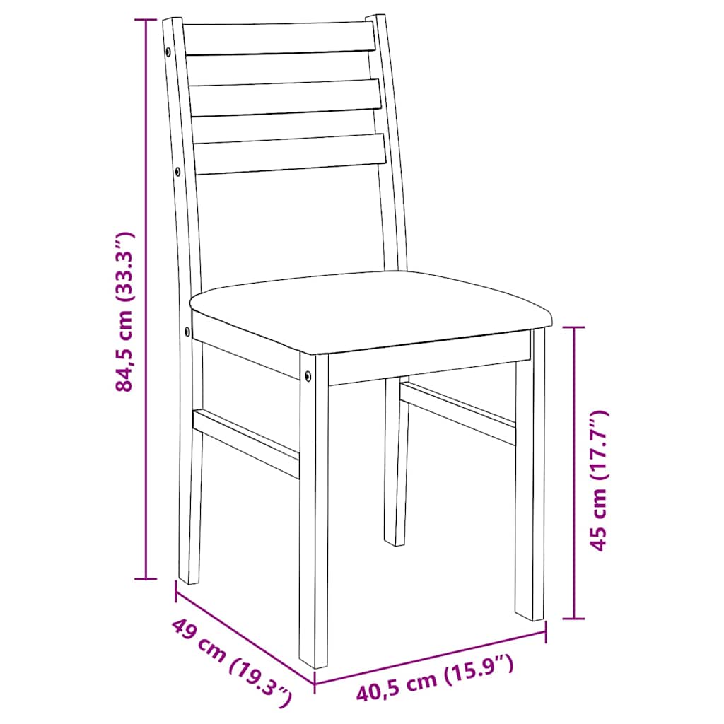 Eetkamerstoelen Met Kussens Massief Hout Rubber Bruin en zwart