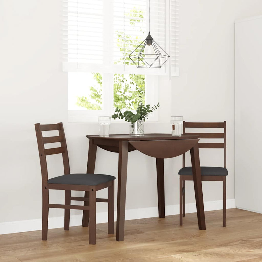 Eetkamerstoelen Met Kussens Massief Hout Rubber Bruin en zwart