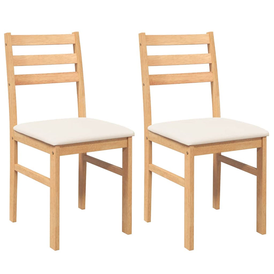 Eetkamerstoelen Met Kussens Massief Hout Rubber Naturel en licht