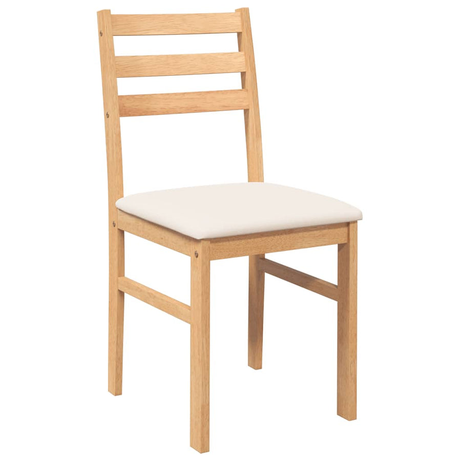 Eetkamerstoelen Met Kussens Massief Hout Rubber Naturel en licht