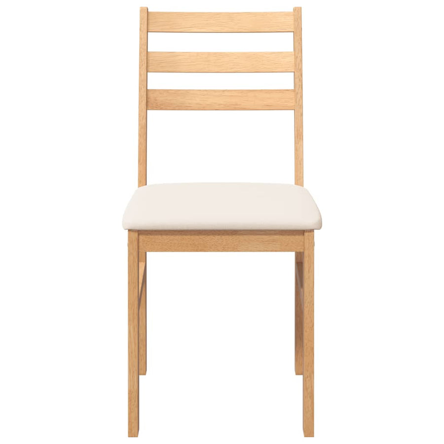 Eetkamerstoelen Met Kussens Massief Hout Rubber Naturel en licht
