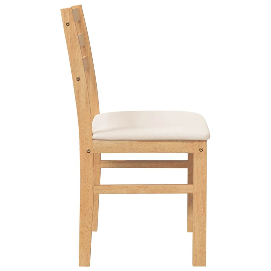 Eetkamerstoelen Met Kussens Massief Hout Rubber Naturel en licht