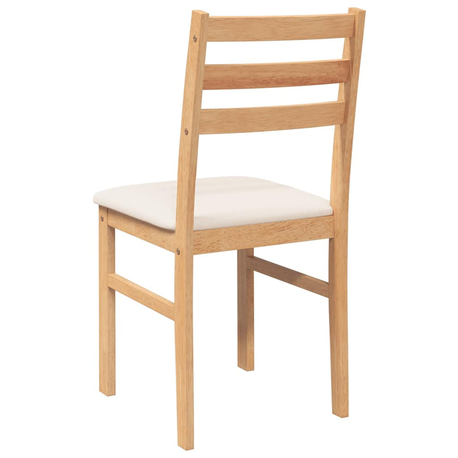 Eetkamerstoelen Met Kussens Massief Hout Rubber Naturel en licht