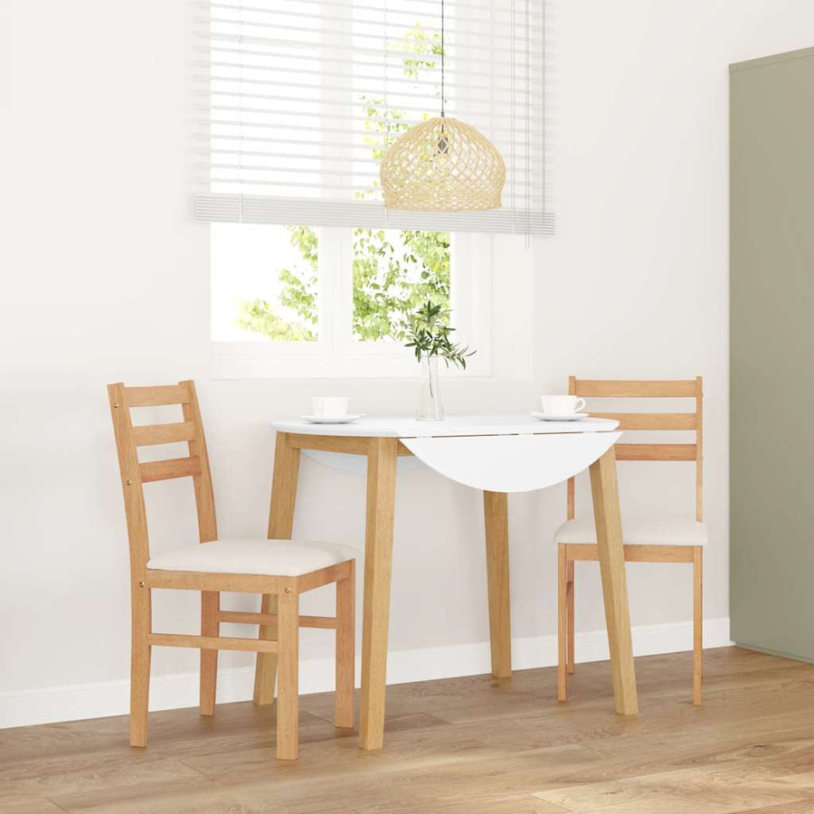 Eetkamerstoelen Met Kussens Massief Hout Rubber Naturel en licht