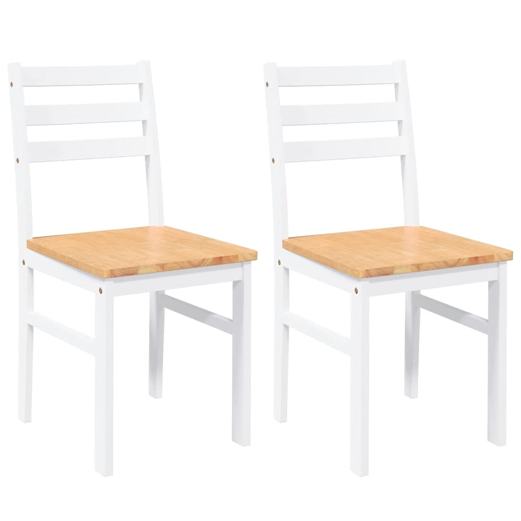 Eetkamerstoelen Massief Hout Rubber wit en naturel