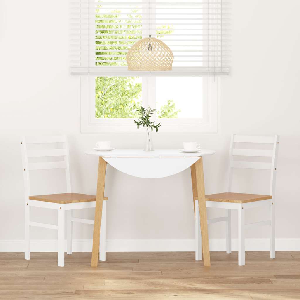 Eetkamerstoelen Massief Hout Rubber wit en naturel