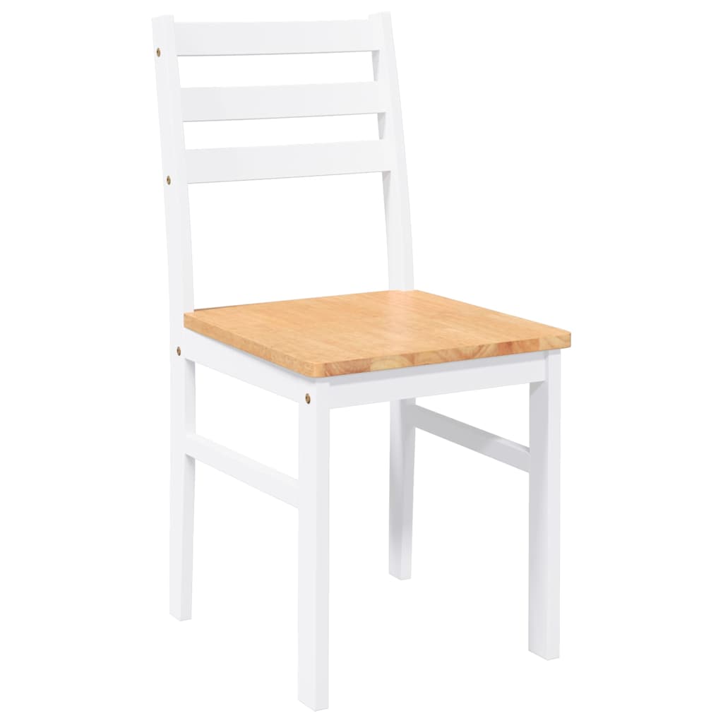 Eetkamerstoelen Massief Hout Rubber wit en naturel