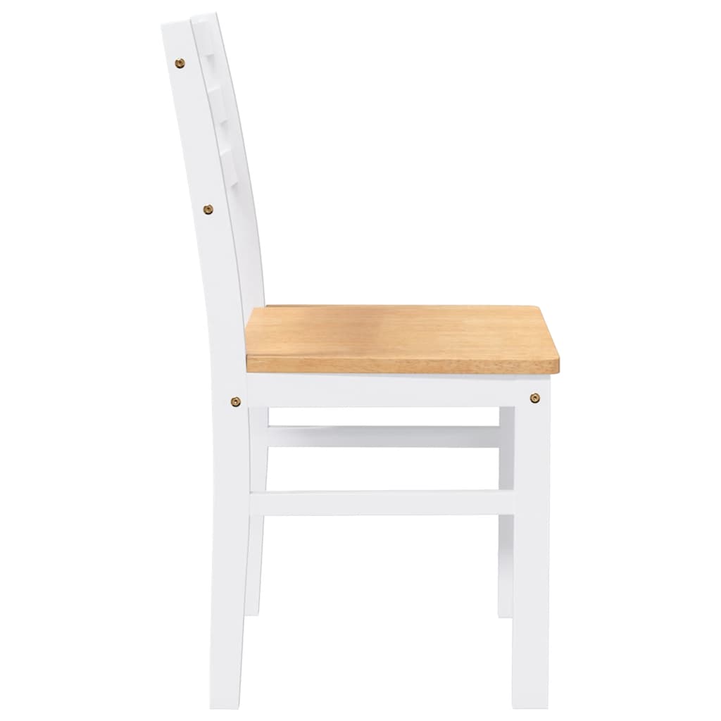 Eetkamerstoelen Massief Hout Rubber wit en naturel
